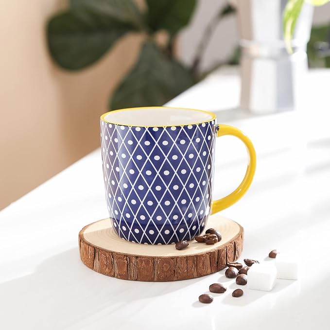 Selamica 10 oz Coffee Mugs Set of 6 with Handle, Coffee Cups Ceramic for Cappuccino Latte Cocoa Milk Tea, Dishwasher Microwave Safe, Assorted Colors