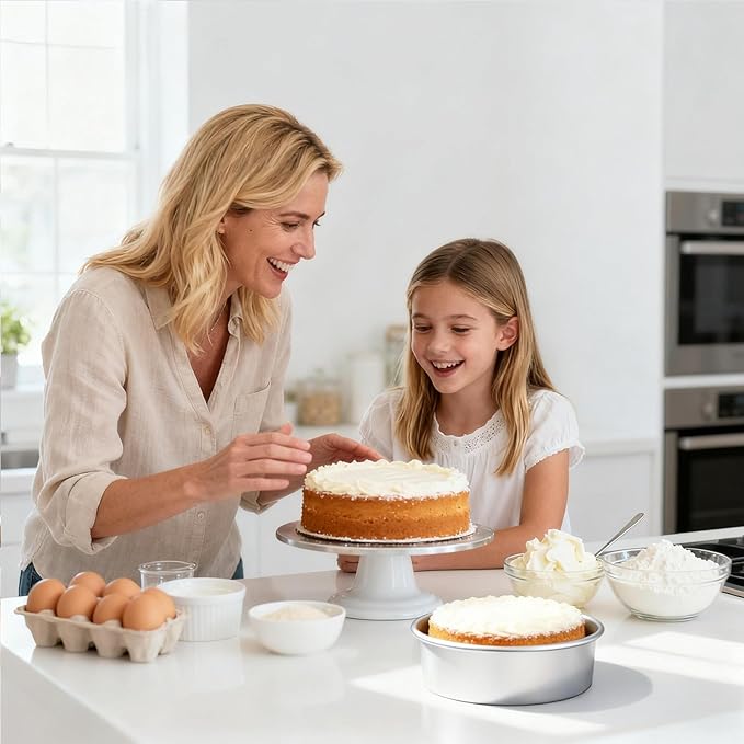 Beasea Round Cake Pans, 2 Pack 10 Inch Aluminum Alloy Large Cheesecake Pan with Removable Bottom, Layer Cake Tin Mold for Baking Oven
