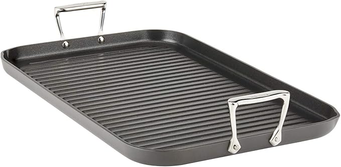 All-Clad HA1 Hard Anodized Nonstick Grill/Griddle Pan 13x20 Inch Oven Broiler Safe 500F Pots and Pans, Cookware Black