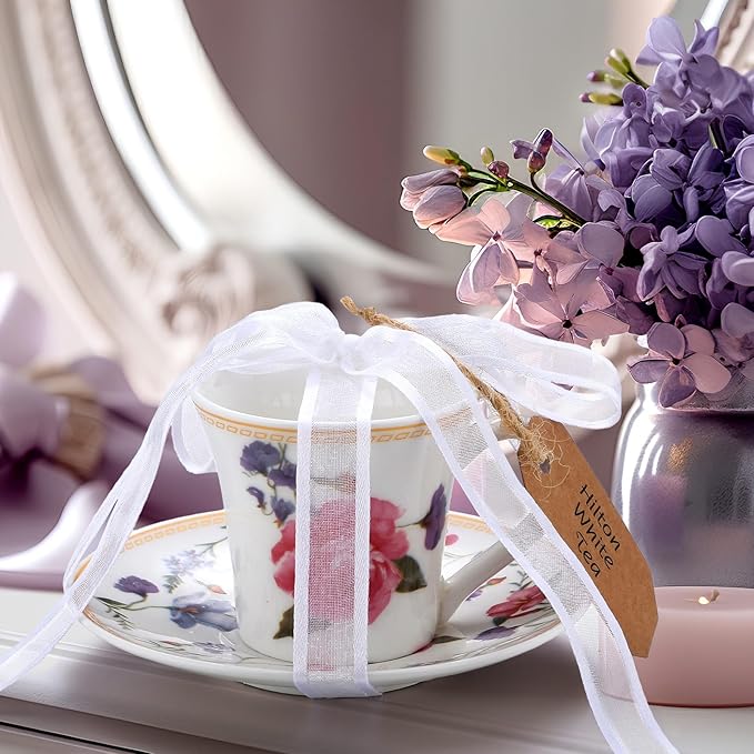 Nuanchu 4 Set Mini Vintage Tea Cup Candle Floral Cups with Saucer Tea Party Candles Gifts Oils Aromatherapy for Meditation Relief Mood Bridal Wedding Birthday Gift(Colorful)