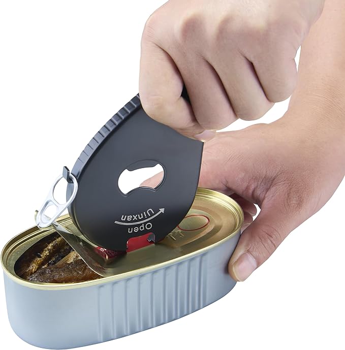 Jar Bottle Can Opener for Seniors Arthritis Weak Hands-Easy Twist Off Small Caps (0.6"-2.7"), Pop Top & Pull Tab Seals,Patent Unique Portable Multifunction Gadget for Elderly/Women/Men(Black)
