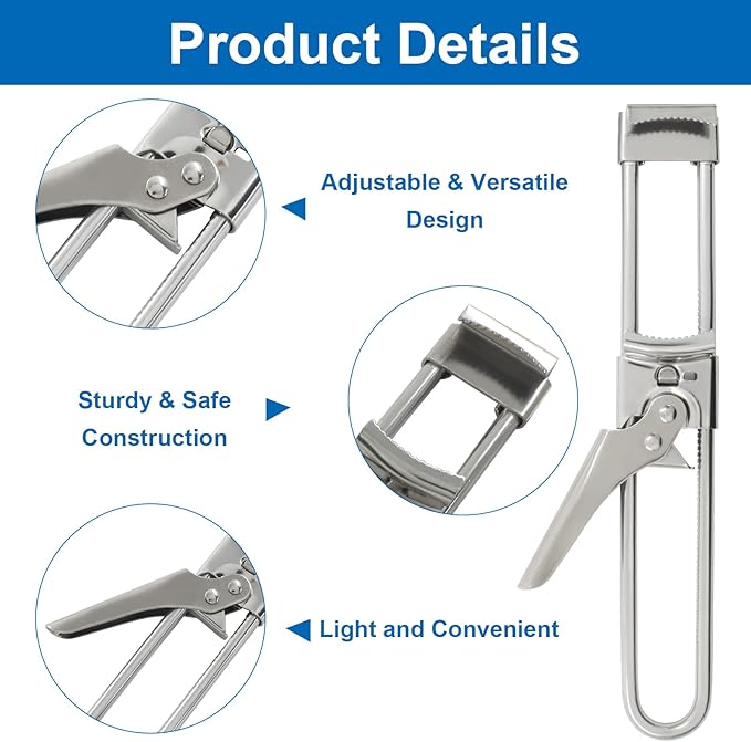 2 Pack Adjustable Stainless Steel Jar Opener, Jar Opener for Weak Hands with 2 Pcs Keychain Bottle Cap Opener,Jar Gripper Tight Lid Opener Manual for Weak Hands,Seniors,Arthritis
