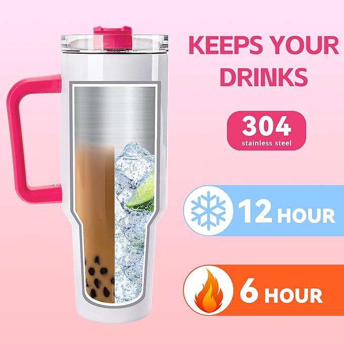D·S 4 Pack Sublimation Tumblers 40 OZ with Handle Blank Insulated Large Tumbler Bulk, Coffee Travel Cups Stainless Steel Travel Mug for Diy Craft Heat Press Print