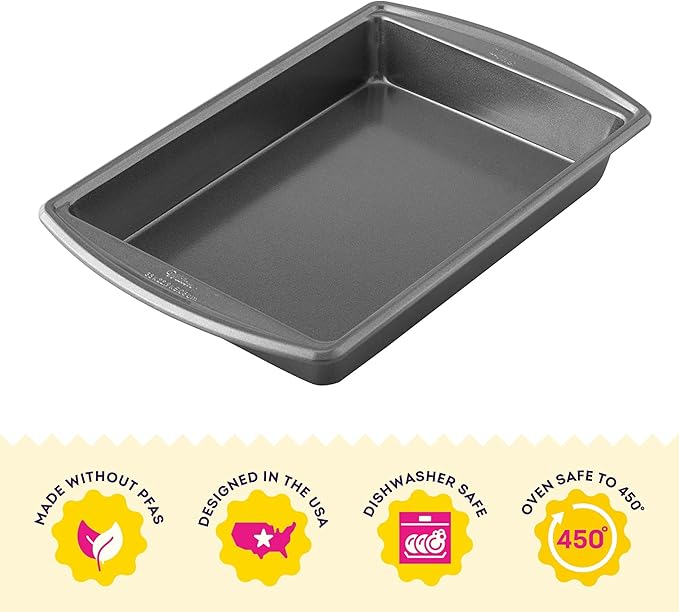 Wilton Platinum Non-Stick 13 x 9 Inch Oblong Baking or Roasting Pan, Cold-Rolled Steel Bakeware, Made without PFAS, Packaging May Vary