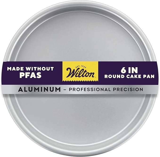 Wilton Aluminum Round Cake Pan, Classic Bakeware for Small Cakes, Durable, Even Heating, Rust-Resistant, Professional Quality, 6 in., Packaging May Vary