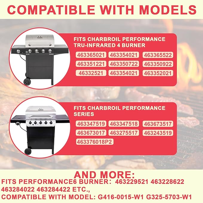 G416-0015-W1 Grill Grease Tray Replacement for CharBroil Performance 463242716 463234513 463344523 G325-5703-W1 463331221 463365021 463448021 9328812P06 Grill Parts with 10 Pack Aluminum Foil Drip Pan
