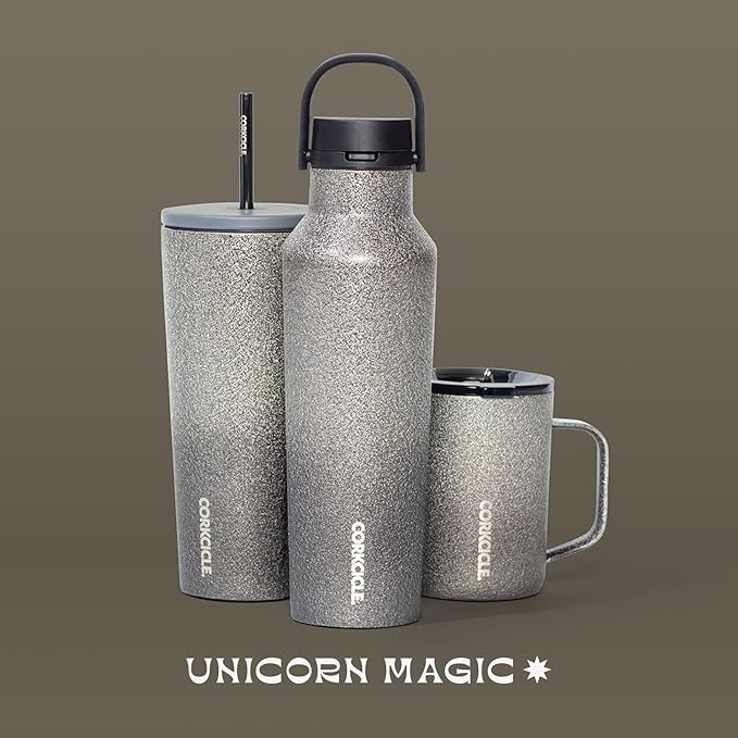 Corkcicle Cold Cup Insulated Tumbler with Straw - Keeps Drinks Cold for 12 Hours - Triple-Insulated Stainless Steel - Leak-Resistant Lid - Summer Drinkware Gift - 24 oz - Unicorn Magic