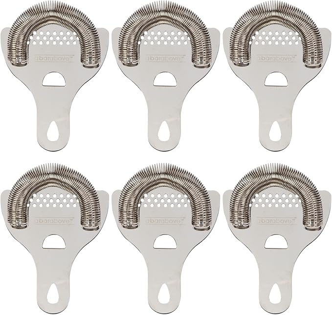 A Bar Above Hawthorne Strainer for Cocktails, Bar Strainer Cocktail, High-Density Spring, Mirrored Stainless Steel Finish, Drink Strainer, Cocktail Strainer for Boston Shakers & Mixing Glasses, 6 Pack