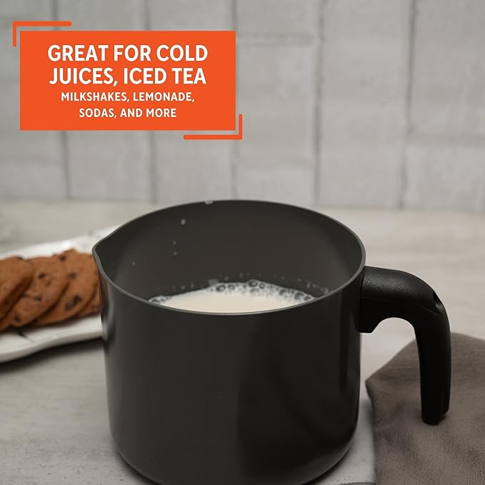 IMUSA 1.3 Qt Ceramic NonStick Milk Pot with Pour Spout – PFAS Free Aluminum Saucepan for Coffee, Sauces, Soups, Stews, Hot Beverages – Gray Finish