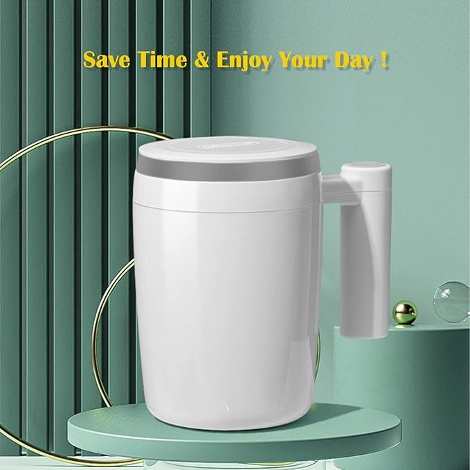 Rechargeable Self Stirring Mug - Magnetic Electric Auto Mixing Stainless Steel Cup for Office/Kitchen/Travel/Home Coffee/Tea/Hot Chocolate/Milk-430 ml/14.5 oz(Pink)