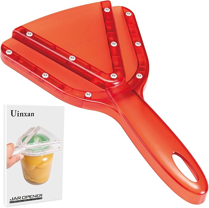 Jar Opener for Weak Hand & Seniors with Arthritis,Easy Twist Off Bottle Caps,Patent | Unique Kitchen Gadgets,Handheld Lid Top Open for Elderly/Women/Men (Red)