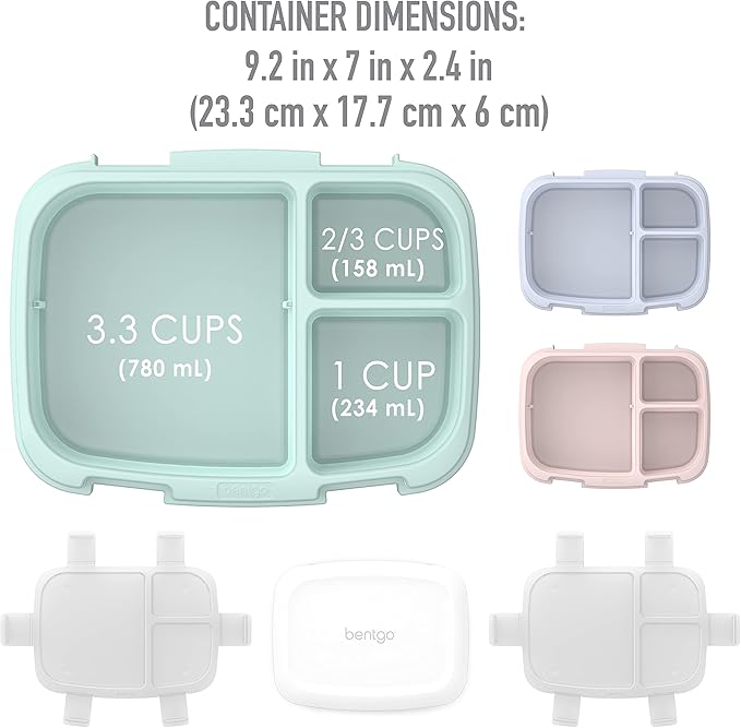Bentgo Fresh 3-Pack Meal Prep Lunch Box Set - Reusable 3-Compartment Containers for Meal Prepping, Healthy Eating On-the-Go, and Balanced Portion-Control - BPA-Free, Microwave & Dishwasher Safe