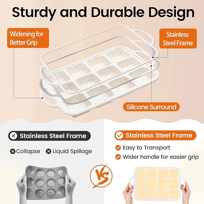 SJ Silicone Brownie Pan with Dividers, Metal-Reinforced Frame, 12 Cavity Each, Nonstick Food-Grade Silicone, Dishwasher Safe—Bakes Neat Squares for Brownies, Bars & Cornbread