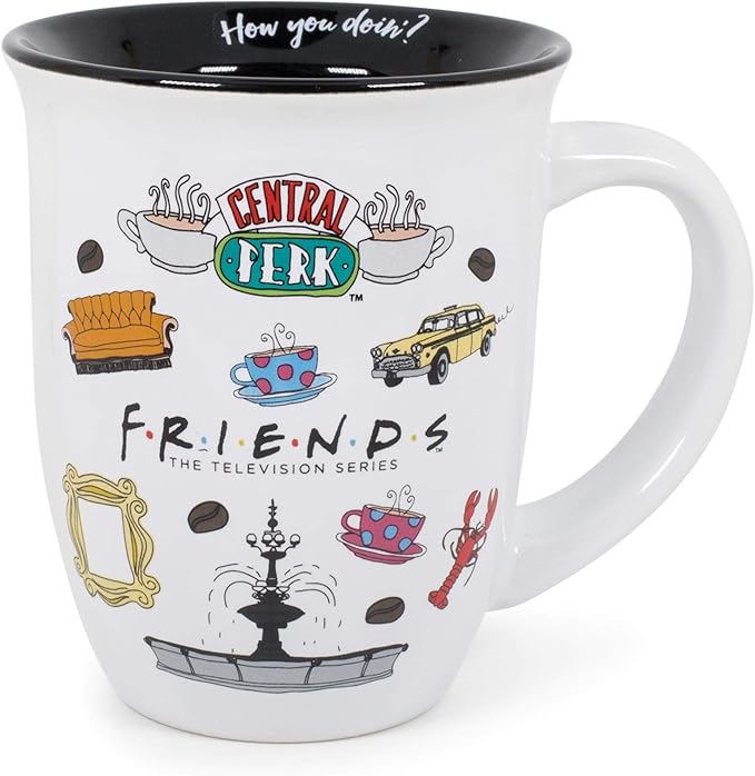 Silver Buffalo Friends Central Perk Logo Wide Rim Ceramic Mug, 16 Ounces