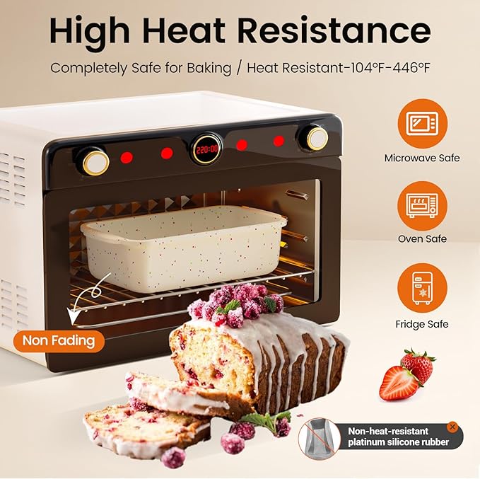 SJ Silicone Bread Loaf Pan with Metal Reinforced Frame, 9.5 x 5 in Non-stick Silicone 1 lb Loaf Pan for Baking, 1 Pack Durable Bread Pan for Oven Dishwasher Safe - Cream