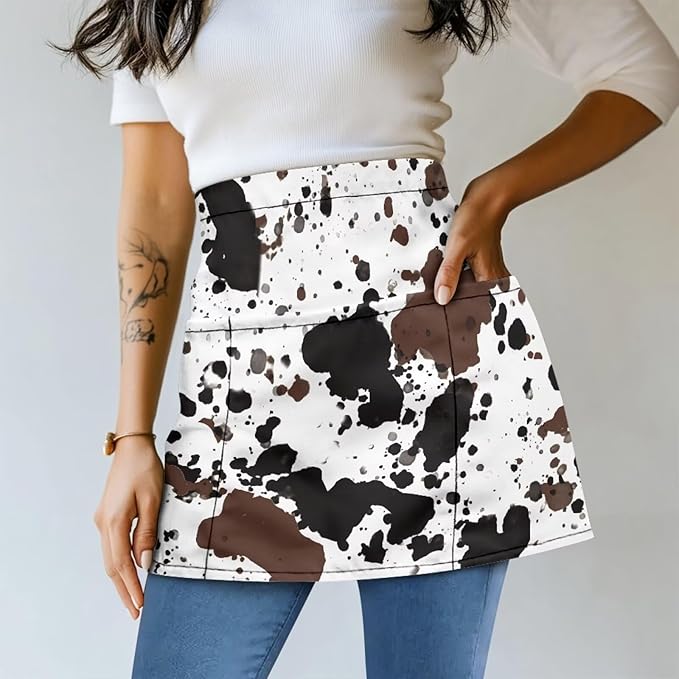 Server Waitress Waist Apron with 3 Pockets, Short Aprons for Servers,Waiter Apron For Waiter Accessories