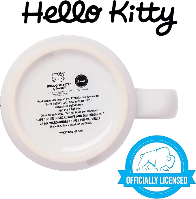 Silver Buffalo Sanrio Hello Kitty Ceramic Camper Mug, 20 Ounces