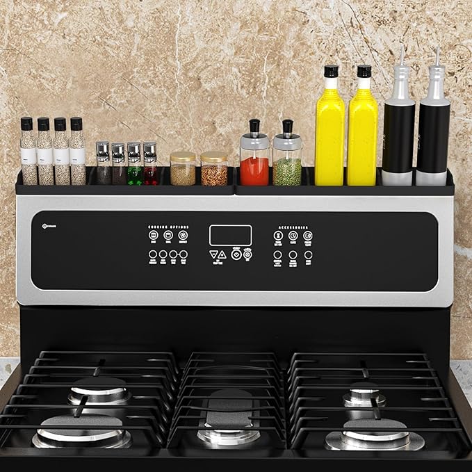30 Inch Silicone Stove Oven Top Shelf Magnetic for Kitchen Gadgets, Soft Flexible Strong Magnetic Heat Resistant Spice Rack Kitchen Organizer