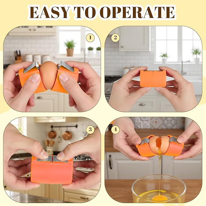 Egg Cracker, 6PCS Egg Shell Opener for Raw Eggs, Efficient Stainless Steel Egg Opener for Home Cooks and Baking Enthusiasts, 3 Colors