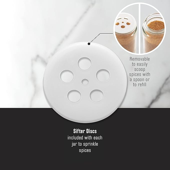 Kamenstein 16 Jar Hourglass Revolving Countertop Spice Rack with Spices Included, FREE Spice Refills for 5 years, Acacia with Stainless Steel Caps,Brown (Pack of 2)