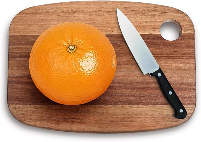 KZLCAK Small Cutting Board for Kitchen with Hanging, Small Acacia Wooden Cutting Board for Fruit, Vegetable, Camping Trip, 9" x 6.5"