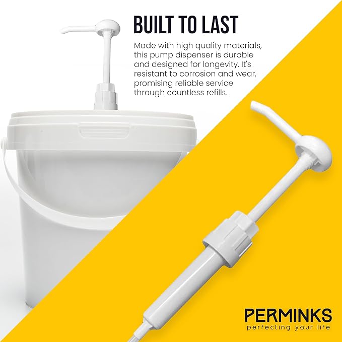 5 Gallon Pump Dispenser - Pump for 5 Gallon Bucket, Jug, Bottle, Large Container - Great for Shampoo & Conditioner, Laundry Detergent, Snow Cone Syrup, Bleach Liquid, Oil & More (Pack of 1)
