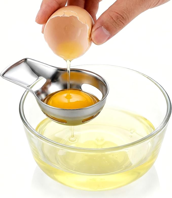 Egg Yolk Separator, Egg Separator for Raw Eggs Food Grade Stainless Steel Eggs Separators Tool, Easy to Use for Baking & Cooking