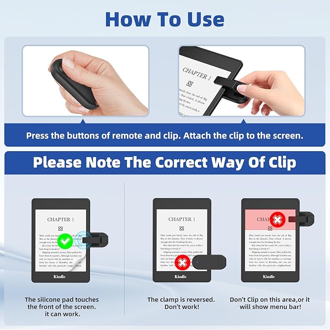 Page Turner for Kindle Remote Control Page Turner Clicker for Kindle Paperwhite Oasis Kobo eReaders Reading Novels Kindle Accessories eBook Accessories with Storage Sleeves