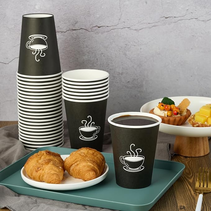 360 Pack 8 oz Paper Coffee Cups, Disposable Black Paper Cups for Hot Beverage, Drinking Water, Used for Cafes, Offices and Events