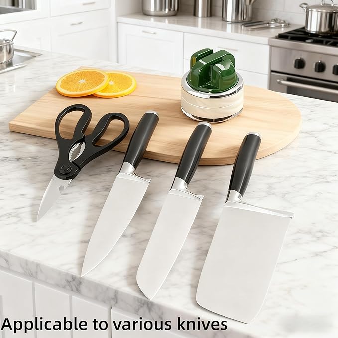 Kitchen Knife Sharpener with Suction base for Hands Free Pocket Knife Sharpeners,All-in-one Professional Knife and Tool Sharpener Suitable for: Kitchen Knives,Cleaver,Fruit Knives,Scissors(Green)