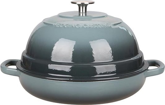 Enameled Cast Iron Dutch Oven Pot with Lid, Round Bread Oven for Homemade Sourdough Bread Baking, 6 Quart, Slateblue