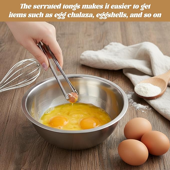 2 PCS Egg Chalaza Removal Tool, 6 Inch Chalaza Remover for Eggs, Toothed Design Egg Membrane Eggshell Fragment Remover Tong for Cooking Food Cake Bakers Pastry Chefs