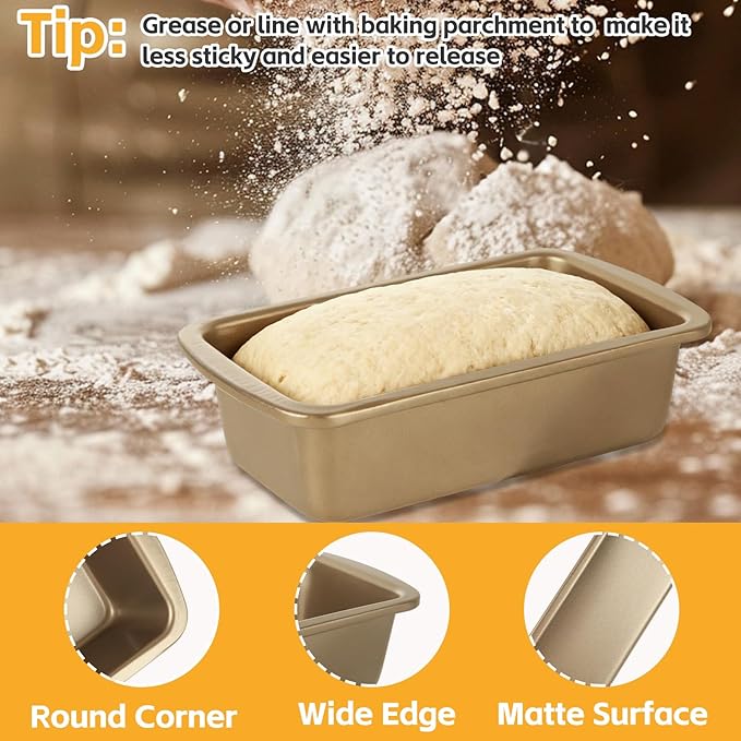 8 Pack Small Loaf Pans Nonstick 7.7x3.7 Banana Bread Pans for Homemade Bread Loaf Pan for Baking Bread Tin Metal Sourdough Bread Baking Pan Mini Sandwich Loaf Bread Pans Meatloaf Pan for Cake