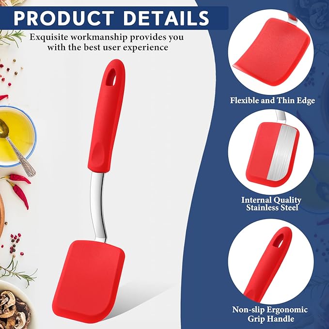 Small Silicone Spatula Flexible Silicone Cookie Spatula Heat Resistant Small Pancake Turner for Kitchen Use Nonstick Cookware No Scratch Cooking Flipper for Egg Pancake