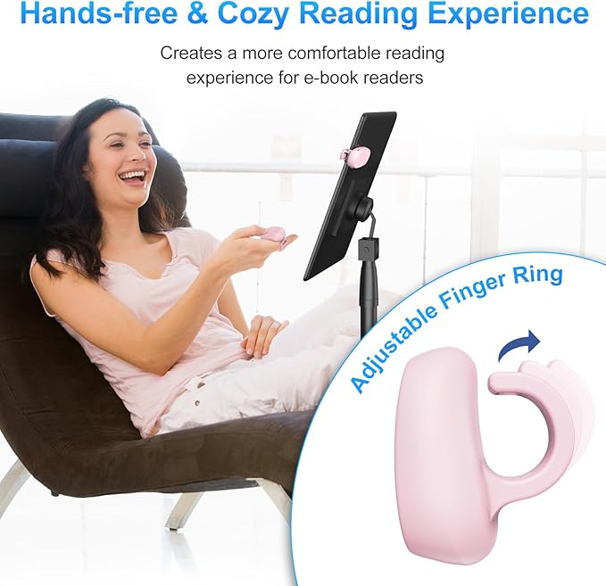 (1 Clip) Kindle Page Turner Remote Control,Finger Ring Rechargeable Pad Ereader Amazon Kindle Button Clicker,Kindle Scroller Paperwhite Scribe Oasis Android Tablets Reading Accessories Gifts