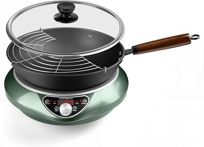 1700W Commercial Induction Wok Cooktop – Concave Wok Burner with Continuous Heating, Professional Countertop Induction Stove for Stir Fry, 120V Electric Wok Burner