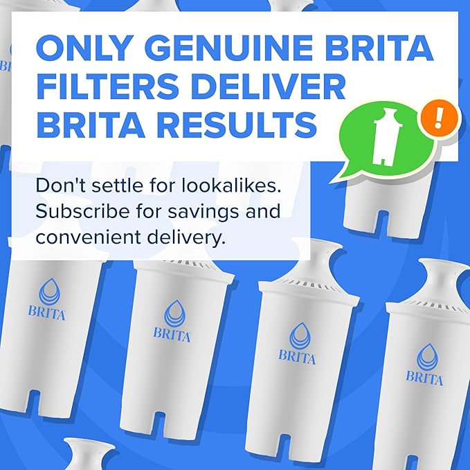 Brita Standard Water Filter for Pitchers and Dispensers, BPA-Free, Reduces Copper, Cadmium and Mercury Impurities, Lasts Two Months or 40 Gallons, Includes 8 Filters