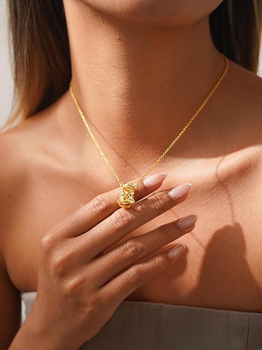 MIFYNN Simple Gold Necklace for Women 14k Gold Plated Time Turner Pendant Necklace Dainty Cute Elegant Hourglass Jewelry Gift