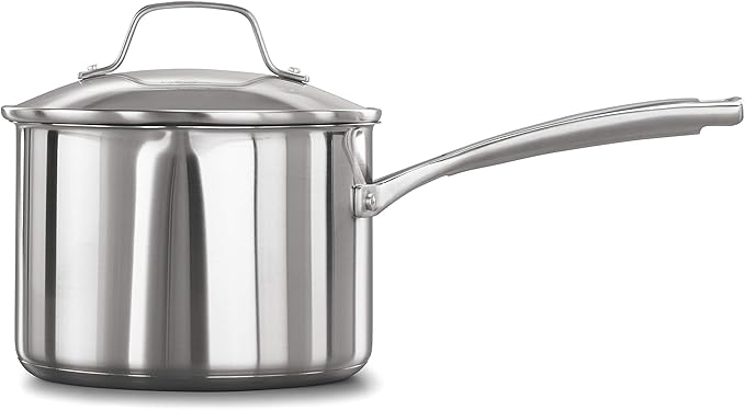 Calphalon Classic Stainless Steel Sauce Pan, 3.5-Quart, Impact-Bonded Aluminum Base, Stay-Cool Handles
