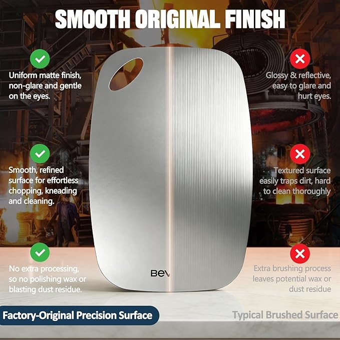 Cutting Board Non-Toxic, 304 Stainless Steel Cutting Board Double Sided, 11.45" x 8.15" Chopping Board for Kitchen, Dishwasher Safe Chopping Board for Meat, Vegetables or Fruit