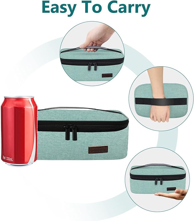 Gloppie Little Lunch Bag Small Insulated Lunch Box for Women Kids Lunchbox Mini Lunchbag Portable Cooler Bags Petty Lunch Pail Reusable Snack Container, Green