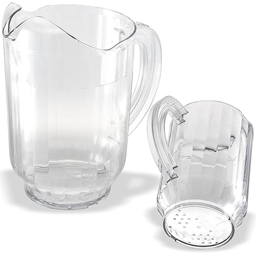 Carlisle FoodService Products Versapour Clear Pitcher Tall Pitcher for Restaurants, Catering, Kitchens, Plastic, 60 Ounces, Clear, (Pack of 6)