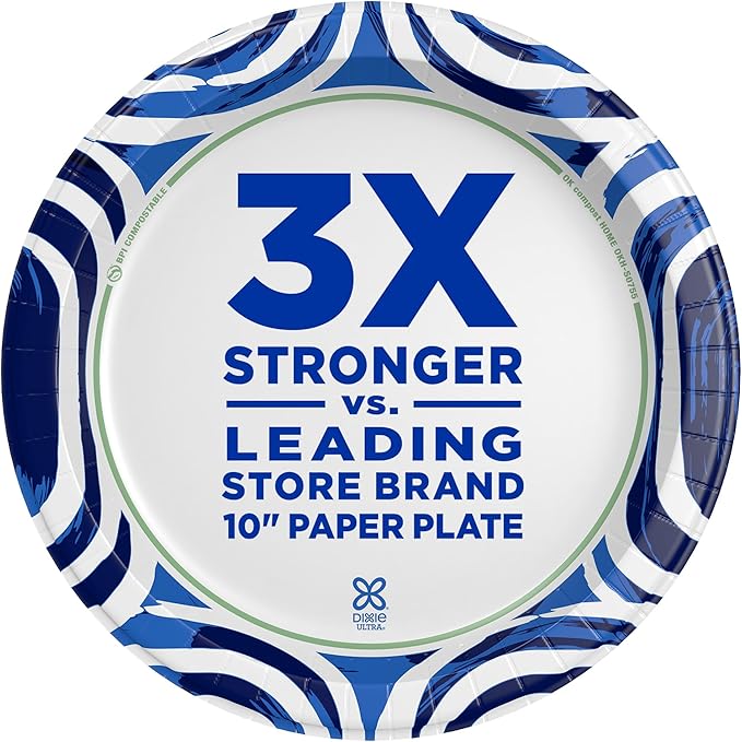 Dixie Paper Plates, 10 Inch, 44 Count | 3X Stronger | Heavy Duty | Microwave-Safe | Soak-Proof