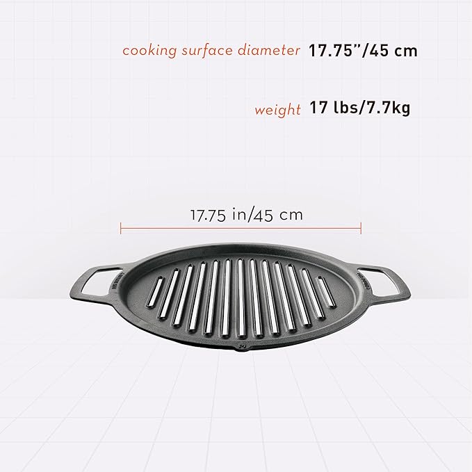 Solo Stove Large Cast Iron Grill Top, Cookware for Bonfire and Yukon fire pit, Fireplace accessory, Cooking surface: 17.75", Weight: 17 lbs