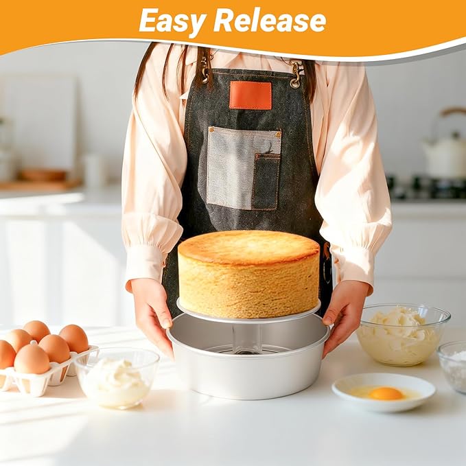 Beasea 10 Inch Cake Pans, 3 Pack Aluminum Alloy Large Round Cake Pan with Removable Bottom, Baking Layer Cheesecake Tin Mold for Wedding Birthday Party