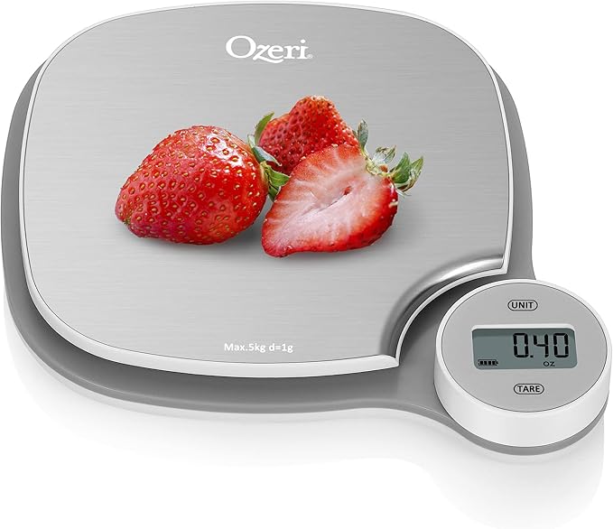 Ozeri Battery-Free Kitchen Scale, Kinetic Charging Technology, Stainless Steel