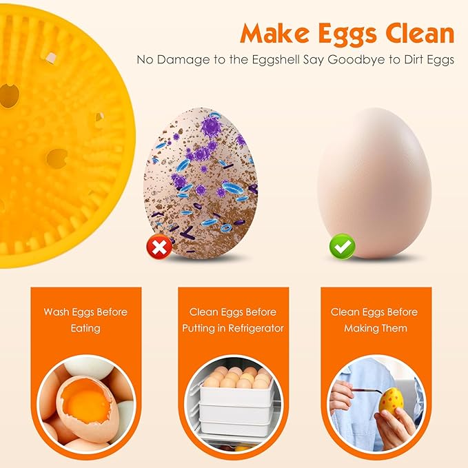 2 PCS Egg Washer for Fresh Eggs, Silicone Egg Brush Cleaner, Egg Cleaner Scrubber for Fresh Eggs, Reusable Multipurpose Washing Egg Tool for Fruits and Vegetables (Grey/White)