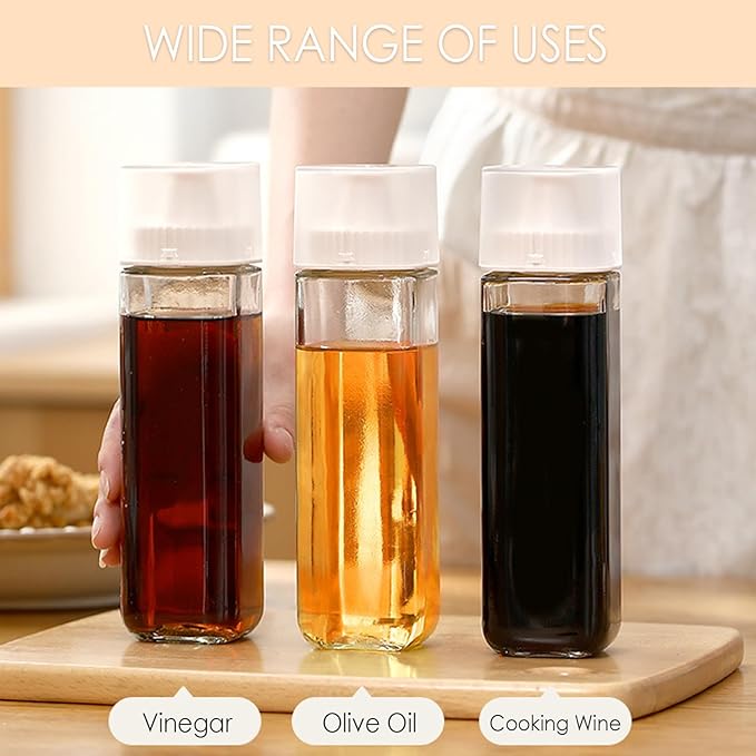 9oz Glass Oil Dispenser for Kitchen – No-Drip Olive Oil & Vinegar Bottles for Cooking & Salad Dressing