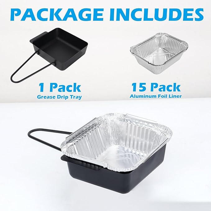 LS'BABQ Grill Drip Pan for Nexgrill 720-0830X 720-0830H 720-0888 720-0888S 720-0896B 720-0925P for Nexgrill Grease Tray Replacement Parts for Cuisinart CGG-7400 with 15 Pack Aluminum Foil Liners