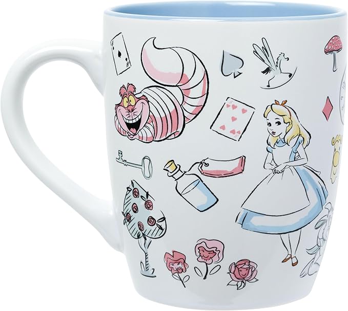 Silver Buffalo Disney Alice in Wonderland Icons Featuring Cheshire Cat and White Rabbit Ceramic Mug, 25 Ounces